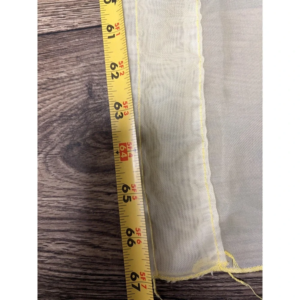 Yellow Ruffled Sheer Window Curtains‎ Set Valances Swags Embroidered Country